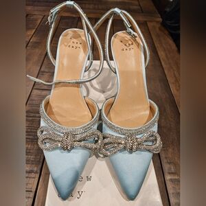 Light blue satin slingbacks size 6 1/2